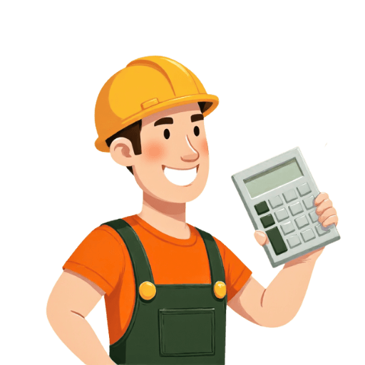 Vector art. Constriction worker holding large calculator