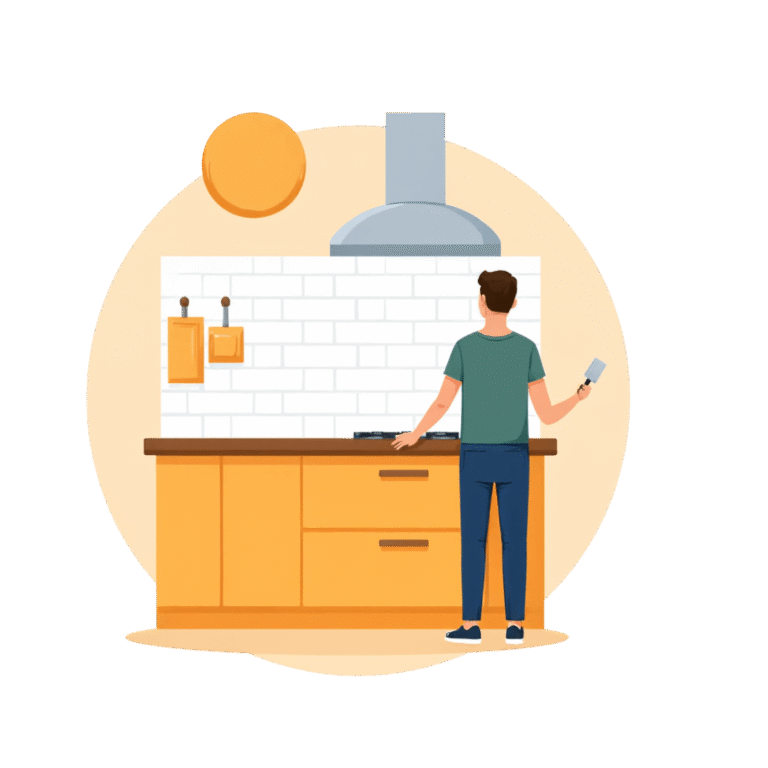 Vector art of a person standing in the Kitchen